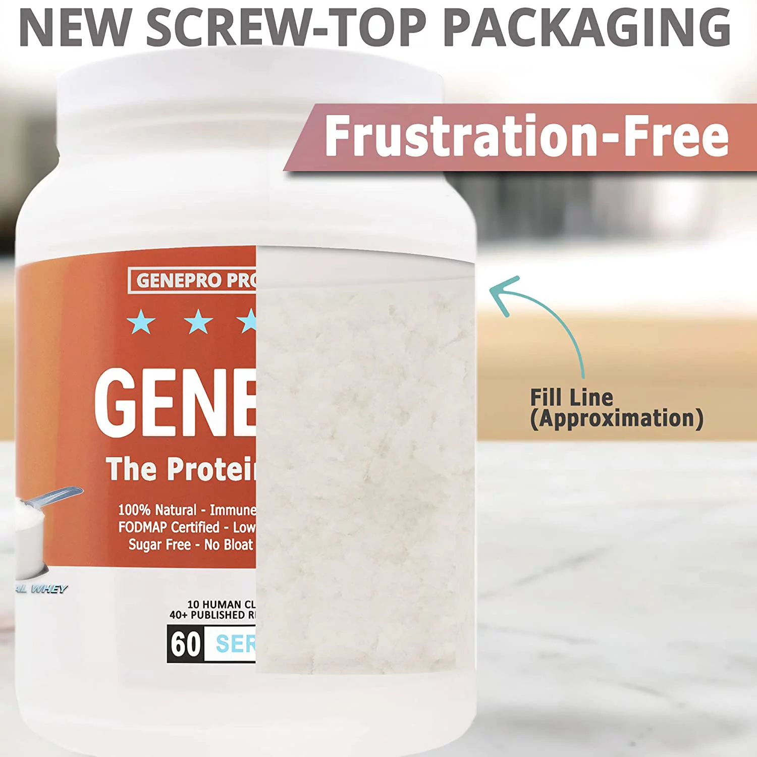 GENEPRO Protein: 28 Servings, 3rd-Generation, Premium Protein for Absorption, Muscle Growth and Mix-Ability