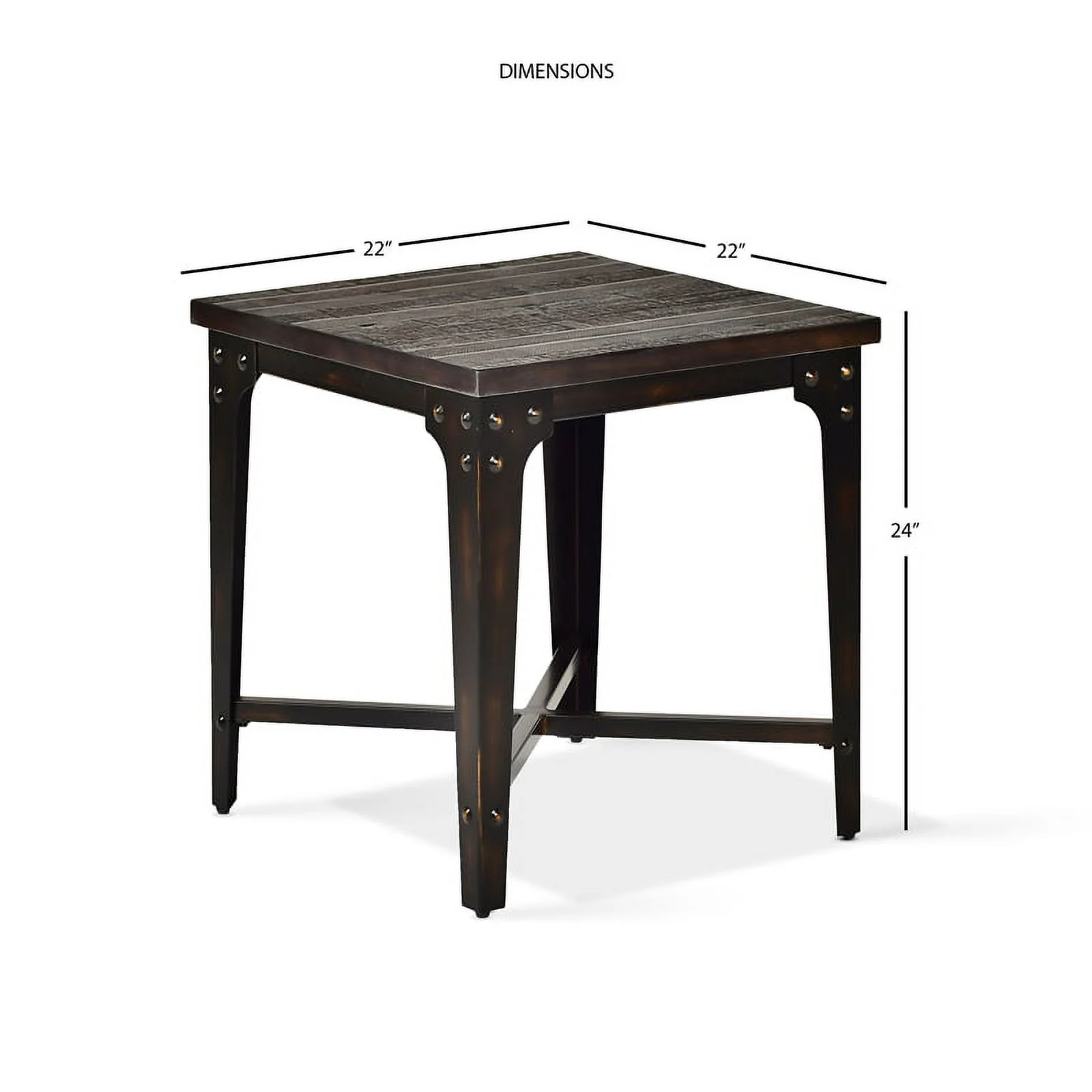 Bowery Hill Modern Square End Table in Distressed Tobacco Brown