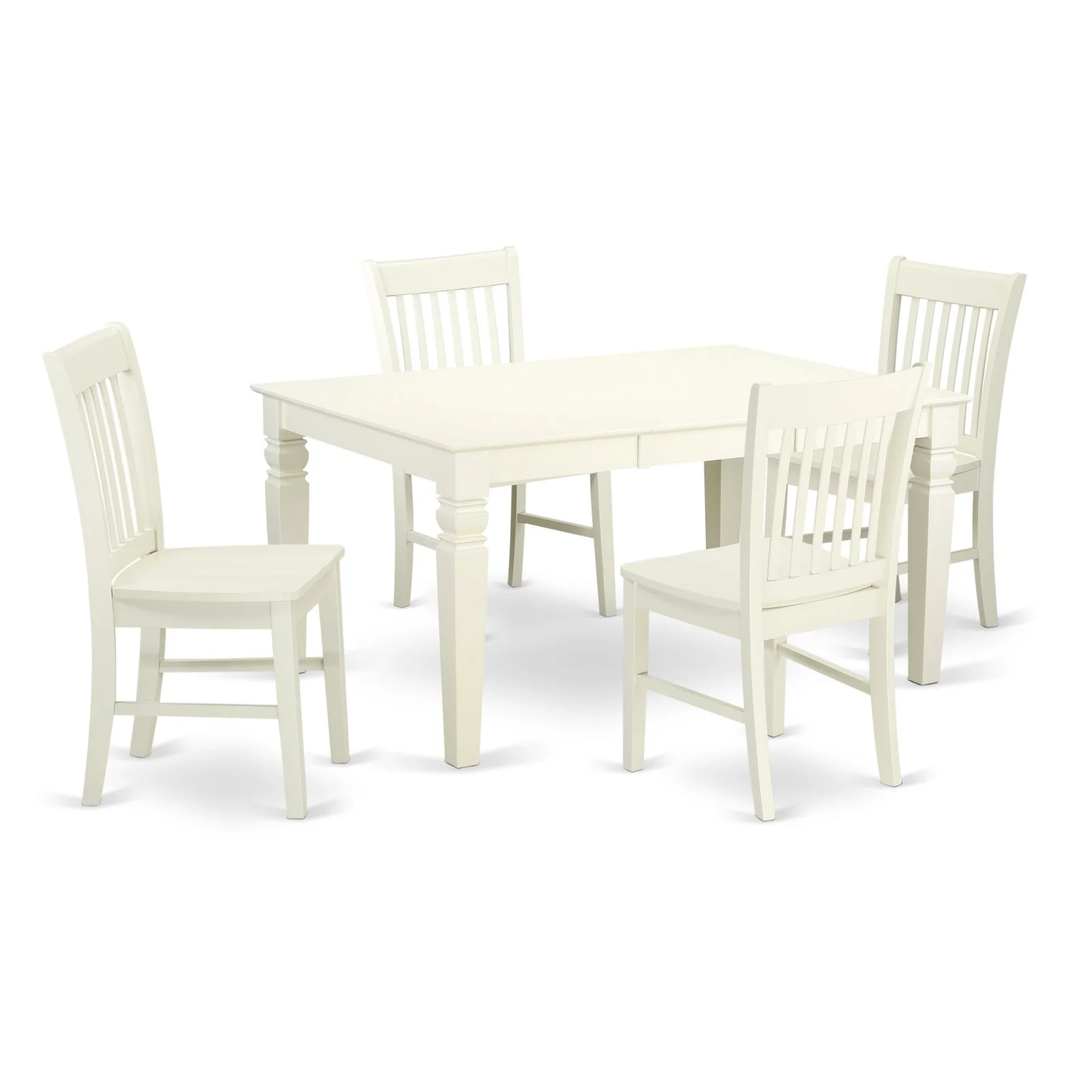East West Furniture Weston 5-piece Wood Dinette Table Set in Linen White