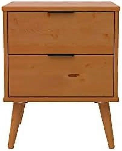 JYHOME Alice Caramel Solid Wood Nightstands with Drawers - Mid Century Modern Decor Bedside Table Bedroom