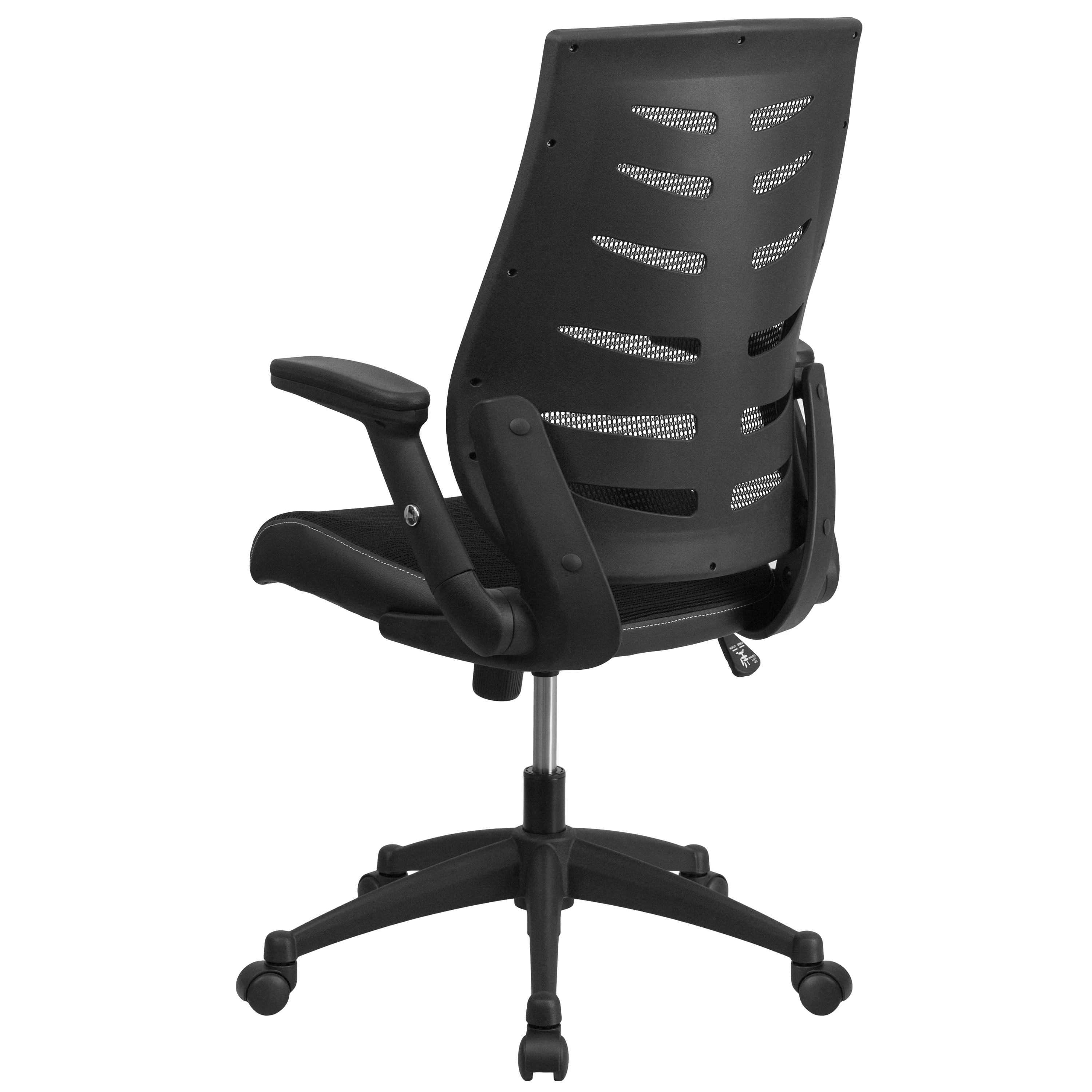 Emma + Oliver High Back Black Mesh Swivel Ergonomic Office Chair with Adjustable Flip-Up Arms