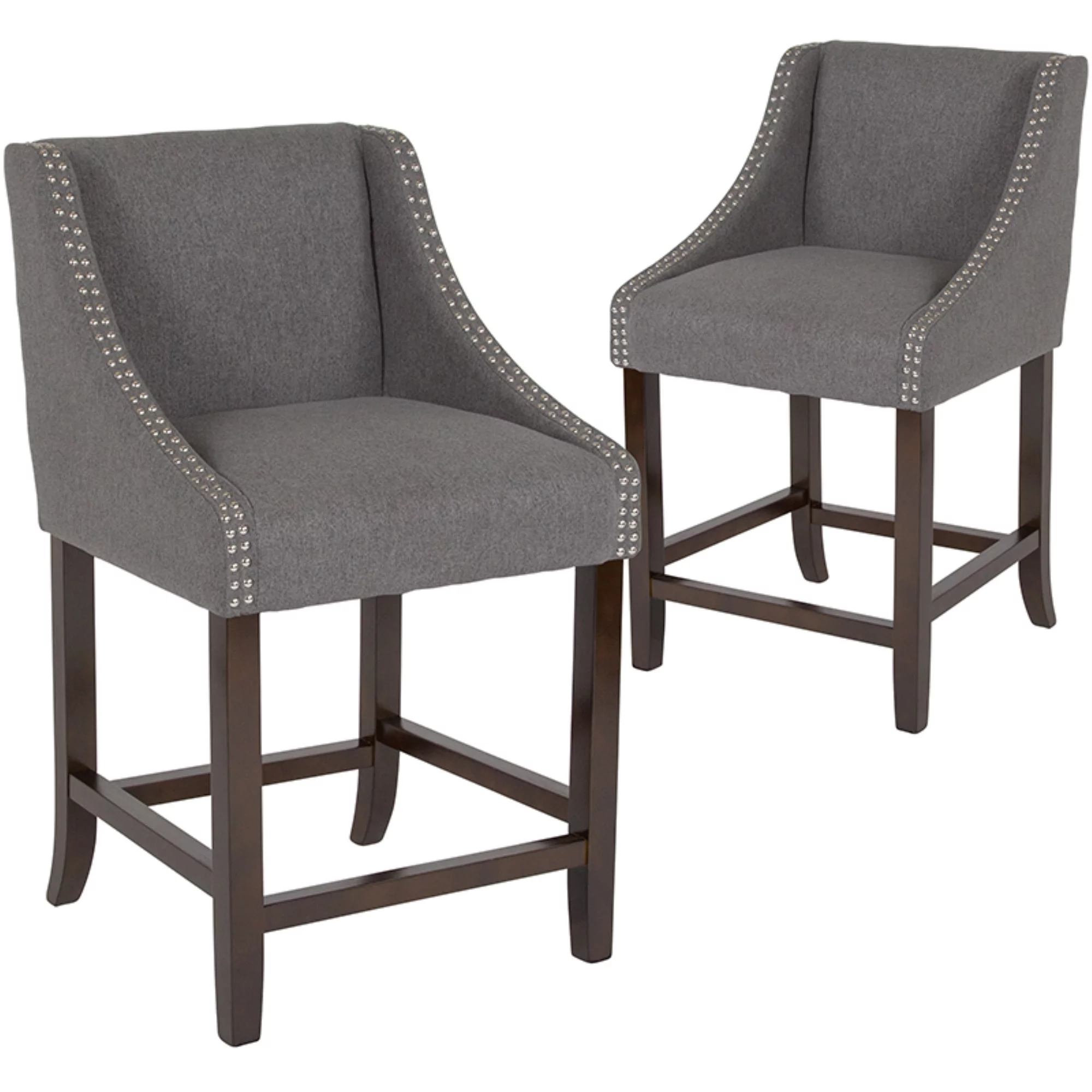 Flash Furniture Carmel Transitional Fabric Counter Stool, Dark Gray, Set of 2