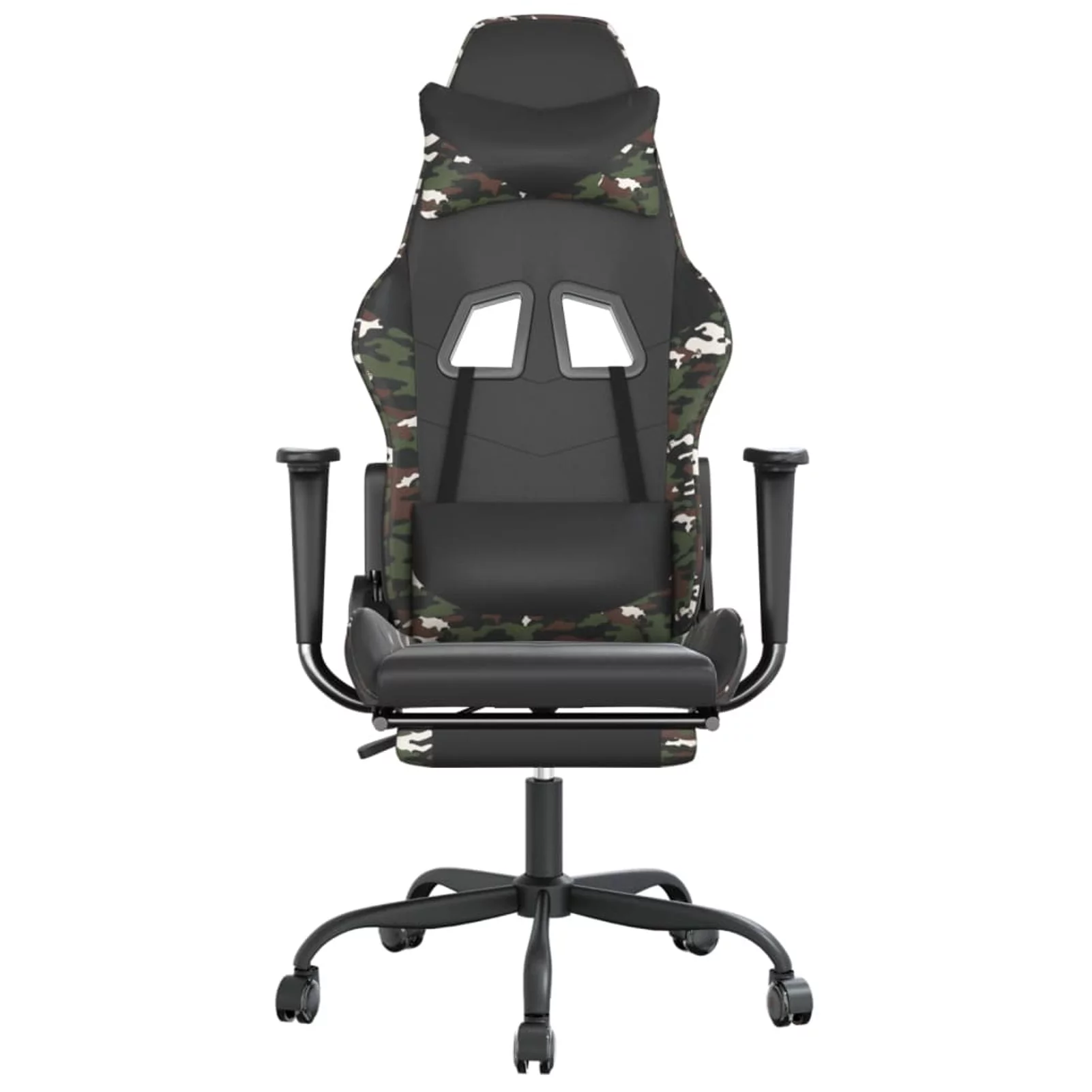 Tomshoo Massage Gaming Chair with Footrest Black&Camouflage Faux Leather
