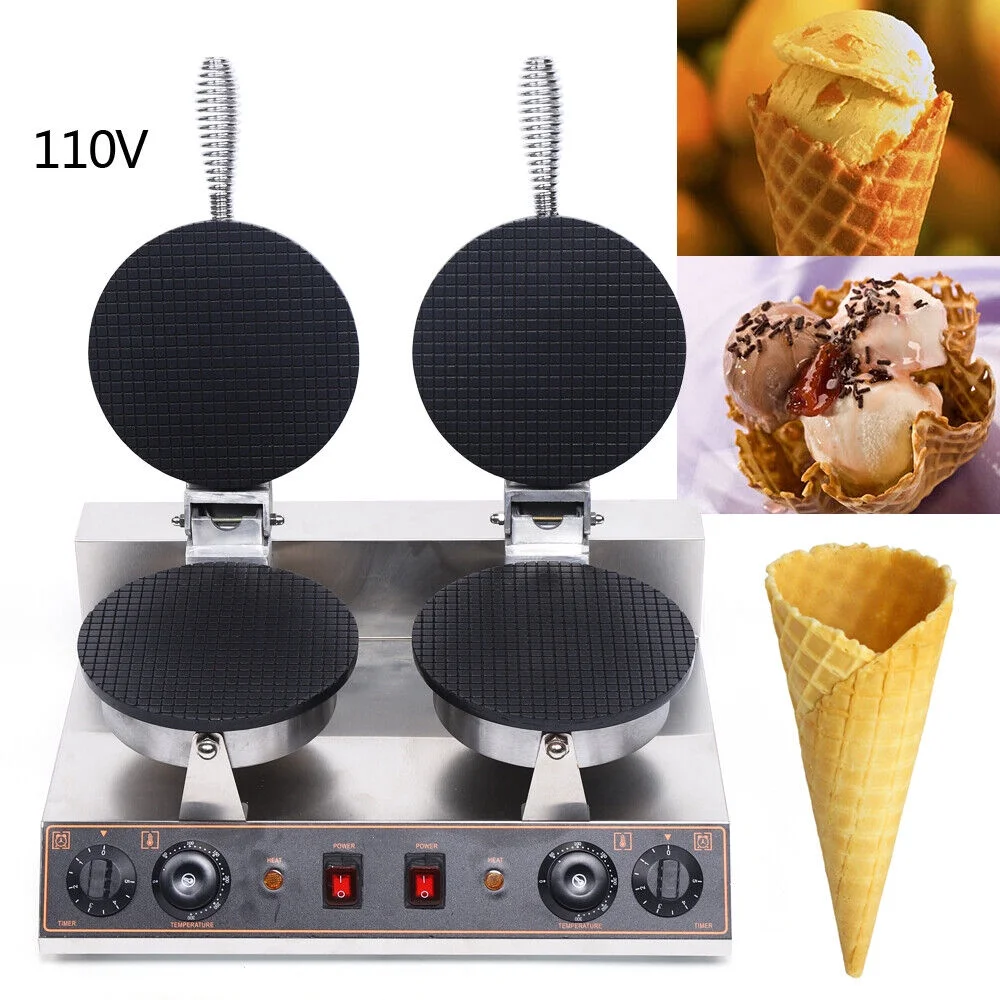110v Electric Nonstick Waffle Maker Machine - Commercial Ice Cream Cone Maker 19.6*13.9*10.2in
