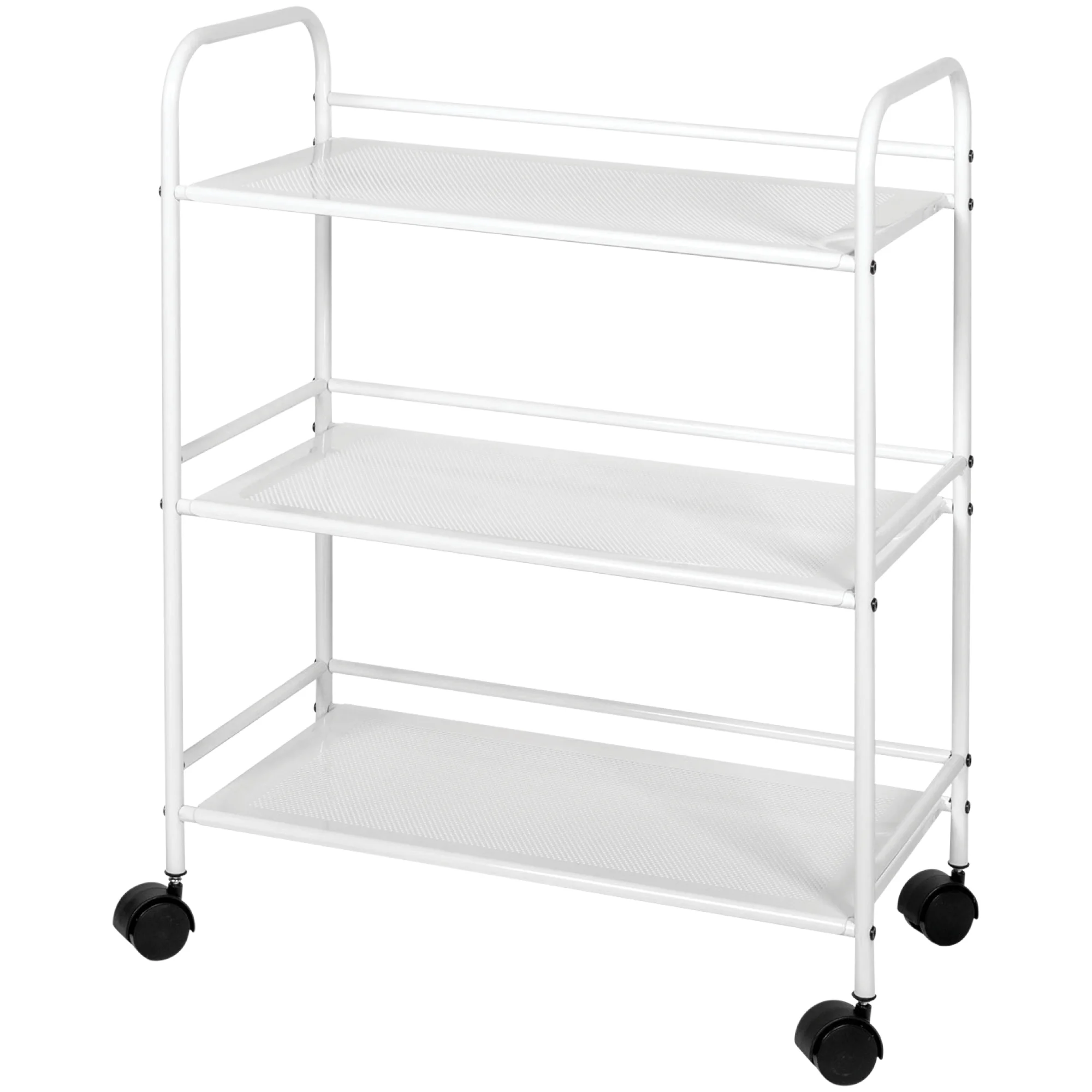 Richards 3-Tier Rolling Utility Cart Multipurpose Metal Roller Cart & Organizer, White