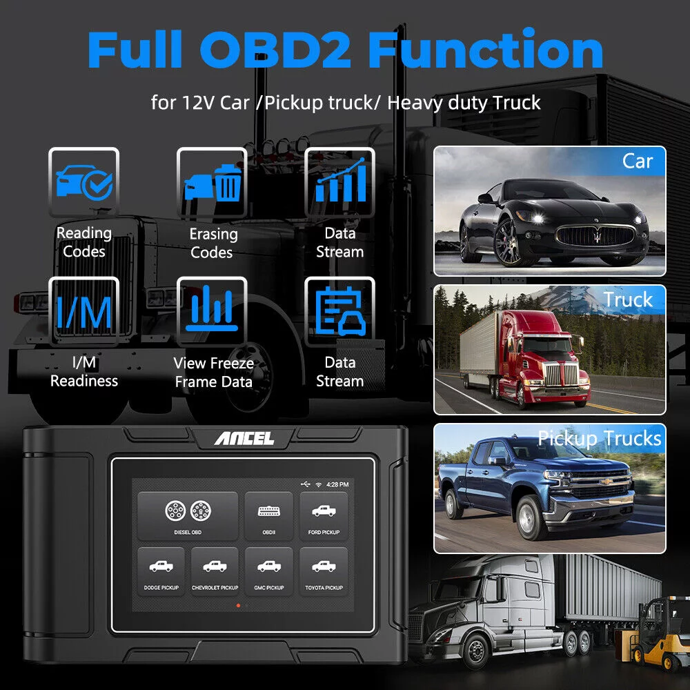 ANCEL HD3500 All System Bidirectional Pickup Light Duty Truck 2 in 1 OBD2 Scanner Diesel Scanner 12V/24V Diagnostic Tool