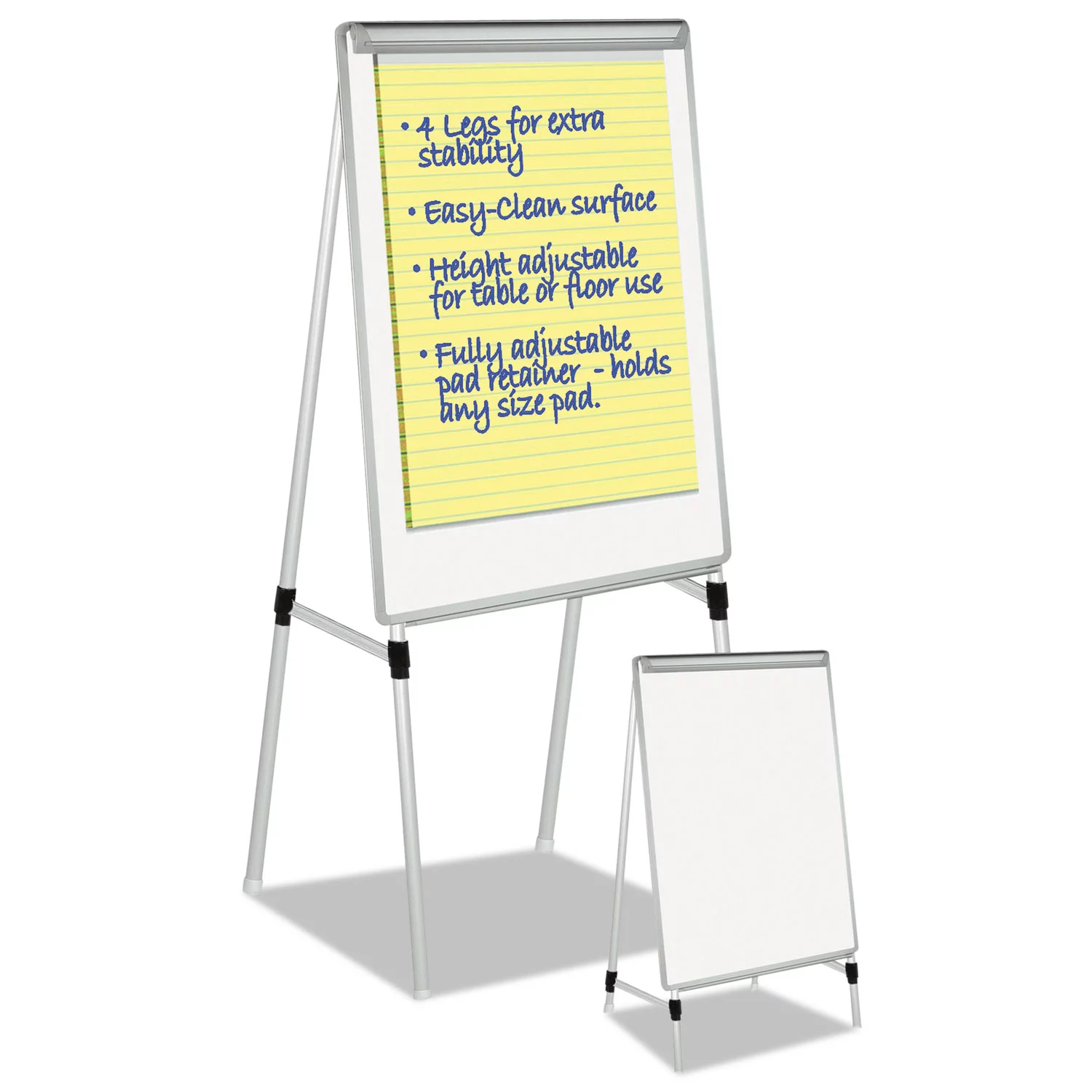 MasterVision Silver Easy Clean Dry Erase Quad-Pod Presentation Easel 45