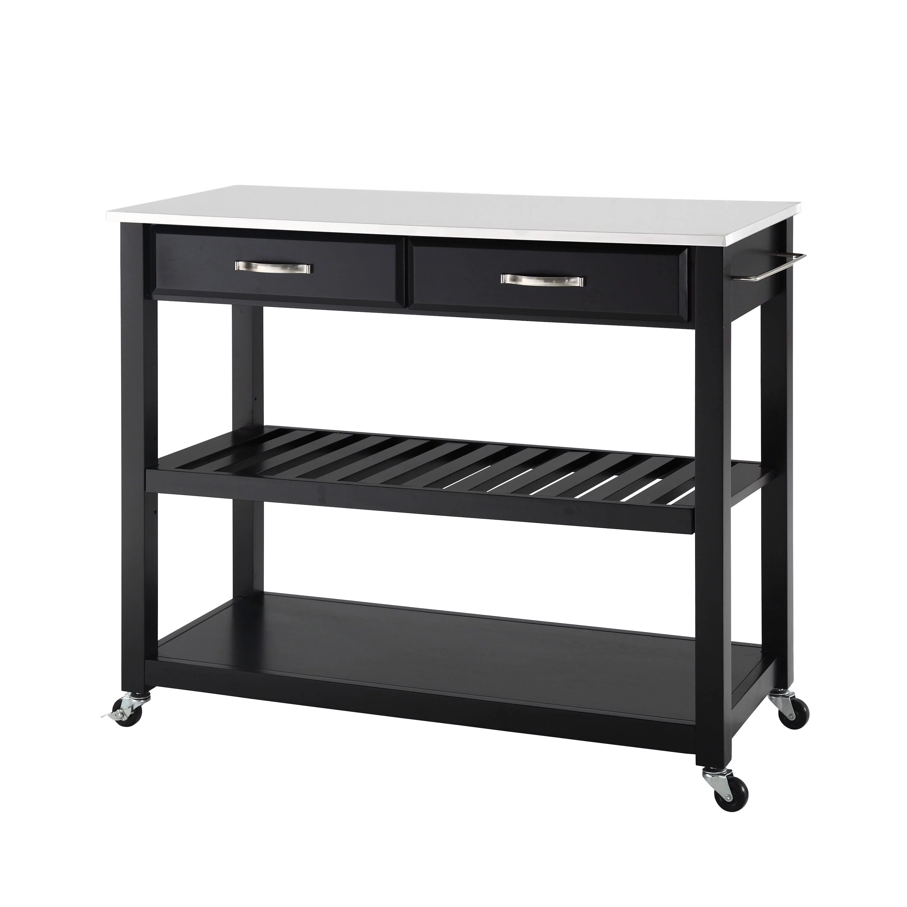 Crosley Furniture Engineered Wood/Granite Top Kitchen Cart in Black/White