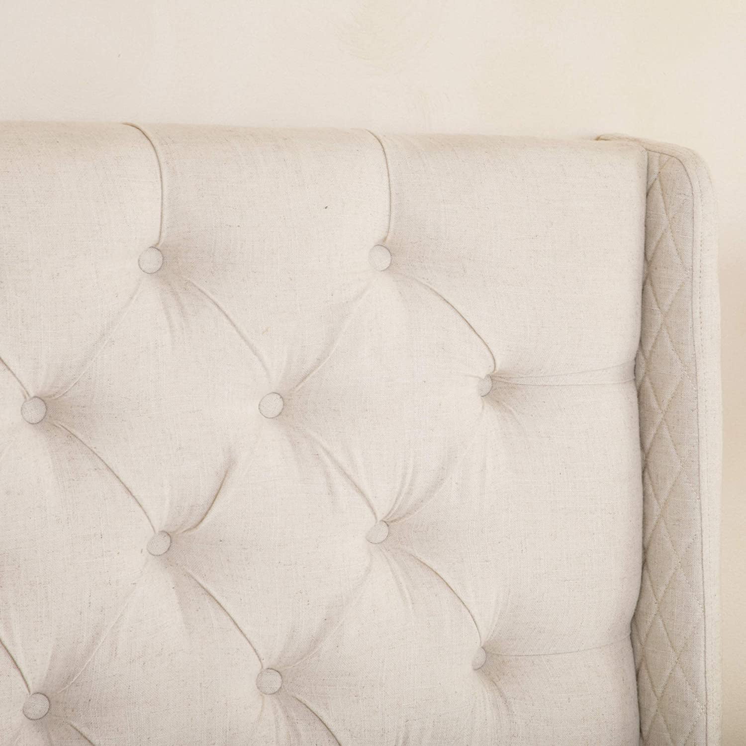 HYUN Lidia Tufted Fabric Headboard, Queen / Full, Eggshell