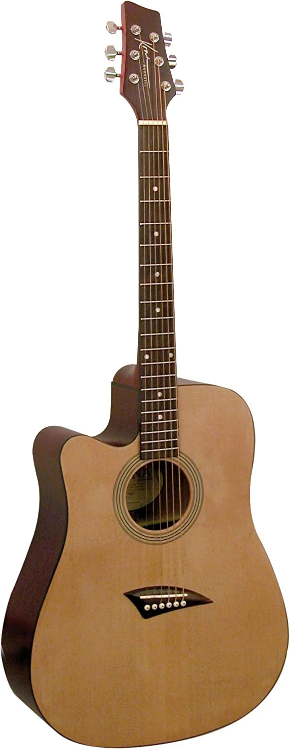 Kona K1L Left-Handed Acoustic Dreadnought Cutaway Guitar in Natural High Gloss Finish