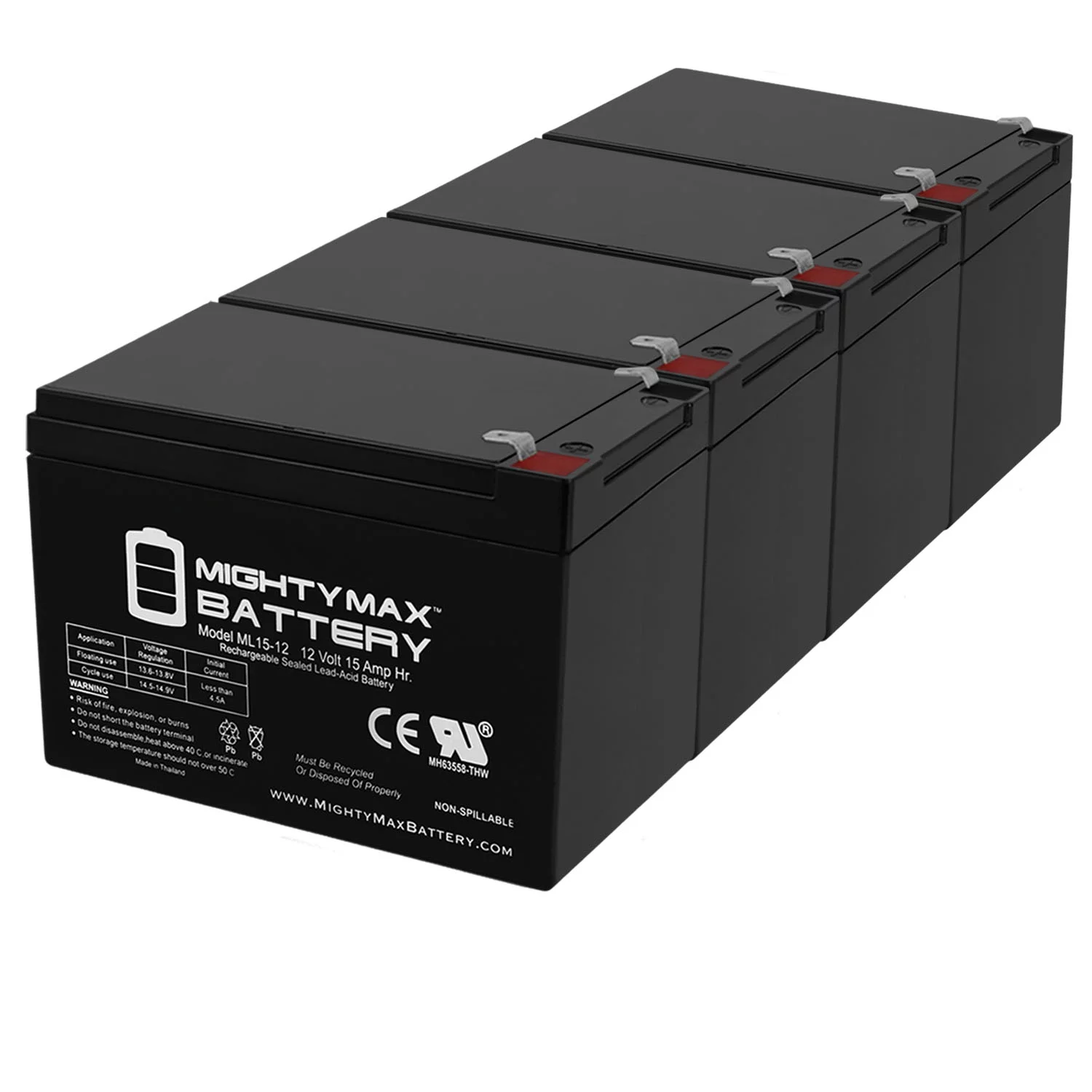 12V 15AH F2 Battery Replaces Shoprider Scootie Jr TE-787M - 4 Pack