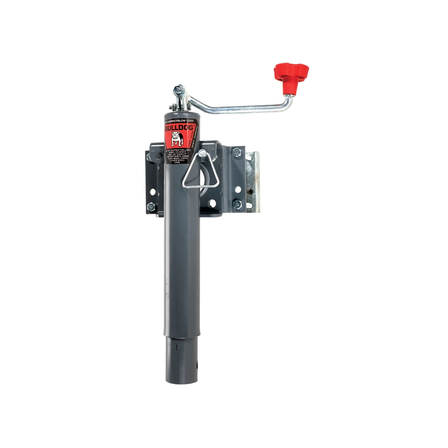 BULLDOG 151443 Round Trailer Jack, Side Mount, 2,000 lbs. Lift Capacity, Topwind, Bolt-On, 10 Inch Travel