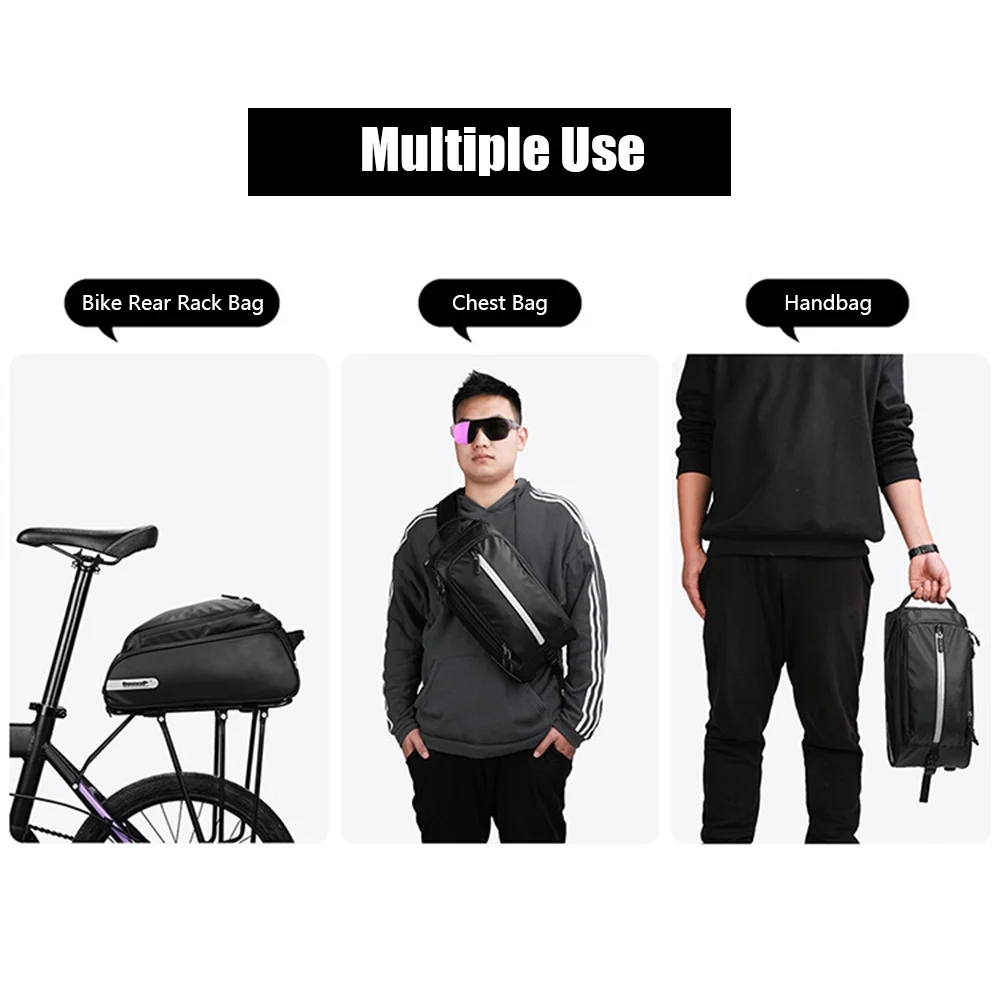 Waterproof Multifunctional Bike Rear Seat Bag - Polyester Trunk Bag with Shoulder Strap for Convenient Storage on Rear Rack