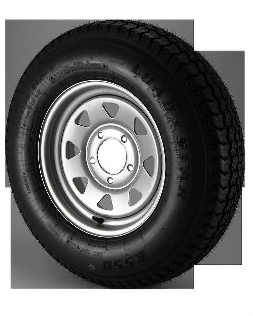 ST185/80D13 Loadstar Trailer Tire LRD on 5 Bolt Silver Spoke Wheel