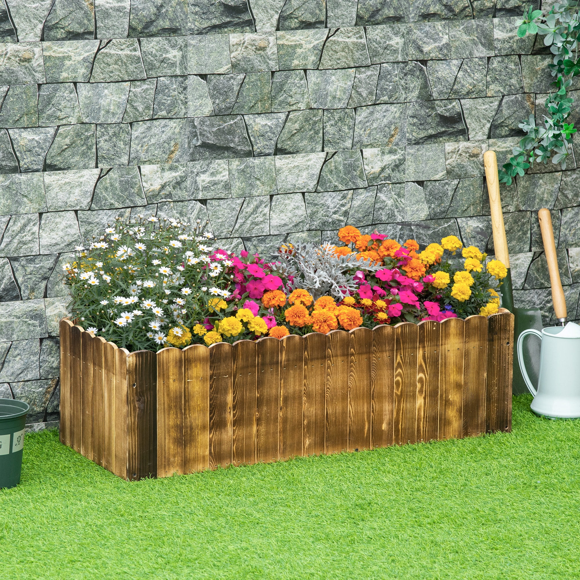 Outsunny Garden Flower Bed Wooden Patio Vegetable Planting Gardening