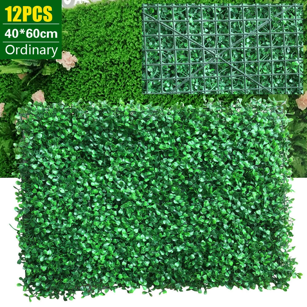 12PCS 24'' x 16'' Artificial Boxwood Grass Backdrop Panels , Artifical Wall Greenery Panels Topiary Hedge Plant