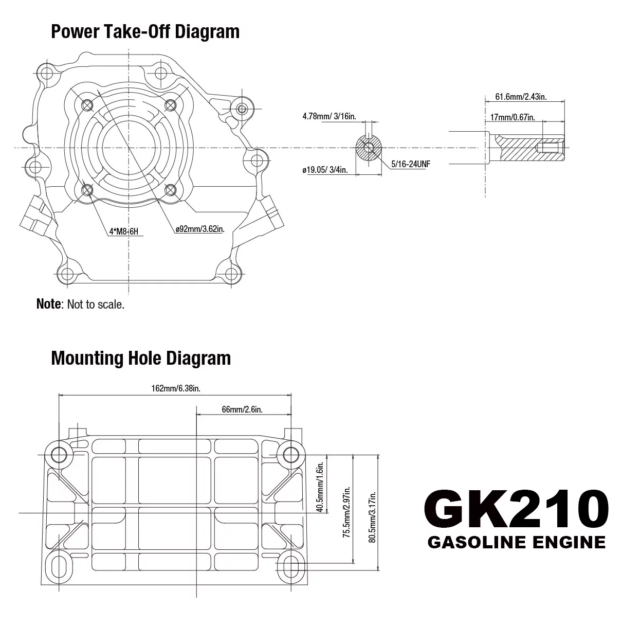 Genkins 7HP 4 Stroke 212cc Replacement Engine 3600rpm Recoil Start | GK210