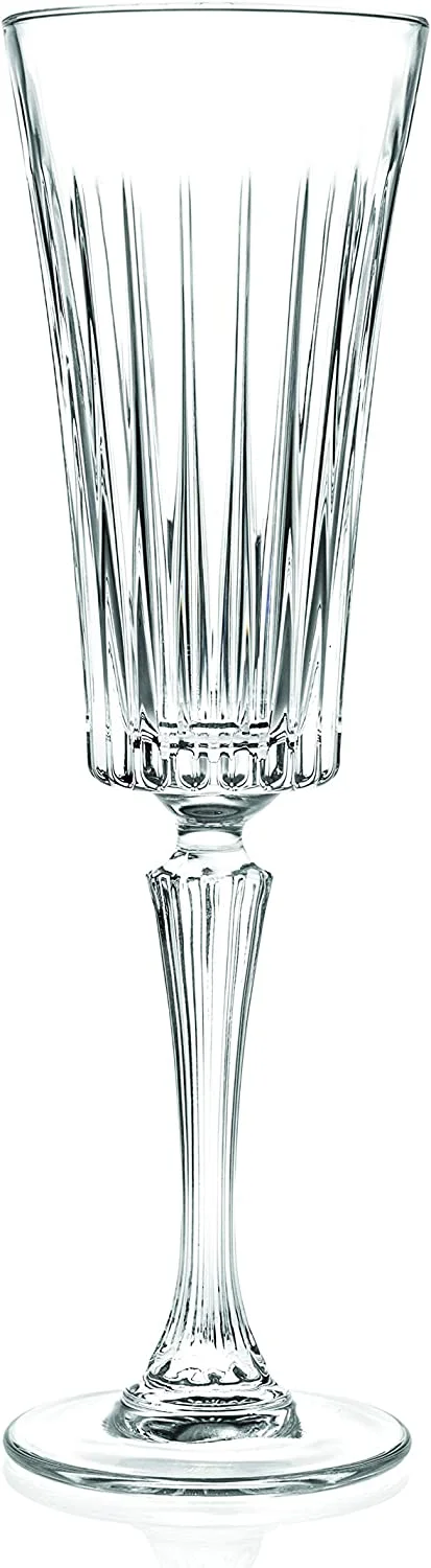 MRU Toasting Flute Glass -Champagne - Flutes - Set of 6 Flute Crystal Glasses - Wedding Toasting Flutes - Designed - 7 oz Made in Europe