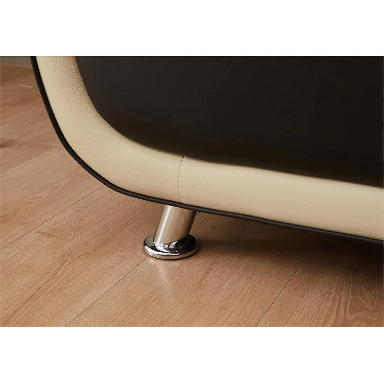 Home Square 2-Piece Set with Faux Leather Loveseat and Chair in Black & Beige