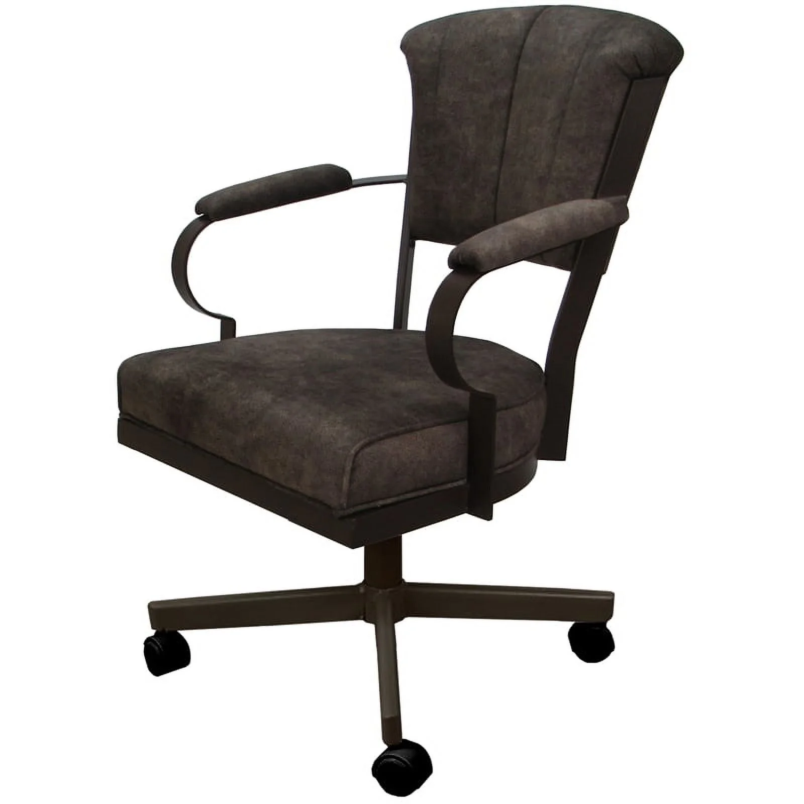 Miami Swivel Tilt Metal Caster Chair - Outlier Ash Brown Fabric - Brown Frame