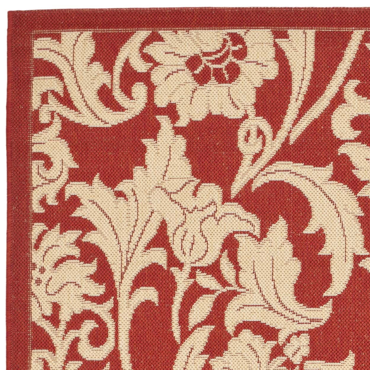 SAFAVIEH Courtyard Aubrey Floral Geometric Indoor/Outdoor Area Rug Red/Cream, 2'7
