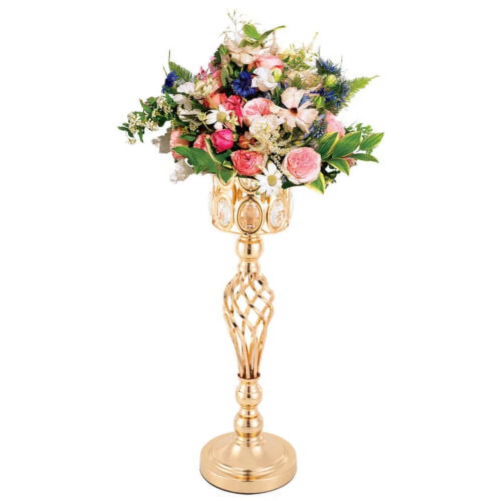 Set of 10 Wedding Centerpieces Gold Vases Wedding Flower Vases w/ Crystal Bead