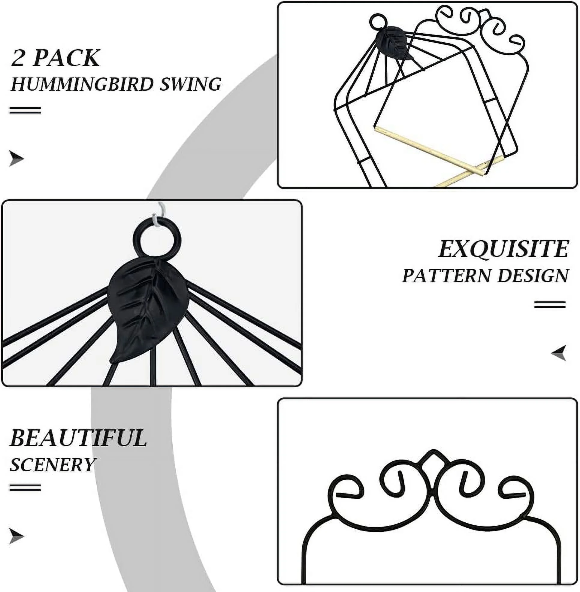 Urban Deco 3 Pack Hummingbird Swing Hummingbird Perch Bird  Metal Frame with Wooden Dowel Outdoor Bird(Silver)