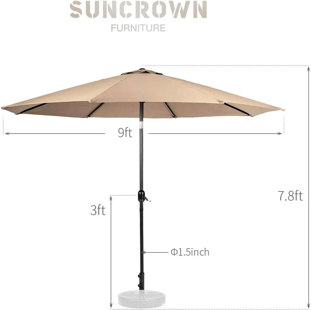 SUNCROWN 5 Piece Outdoor Dining Set All-Weather Wicker Patio Dining Table and Chairs with Cushions  Tempered Glass Tabletop with 9 FT Patio Umbrella for Patio Backyard Porch Garden Poolsi