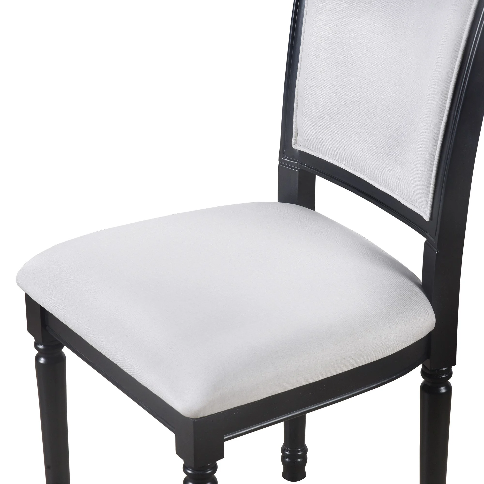 Retro Dining Table Set with 4 Trestle Base and 6 Upholstered Chairs with Slightly Curve and Ergonomic Seat Back, 7 Piece Dining Room Table Set, Wooden Table & Upholstered Chair(Black)