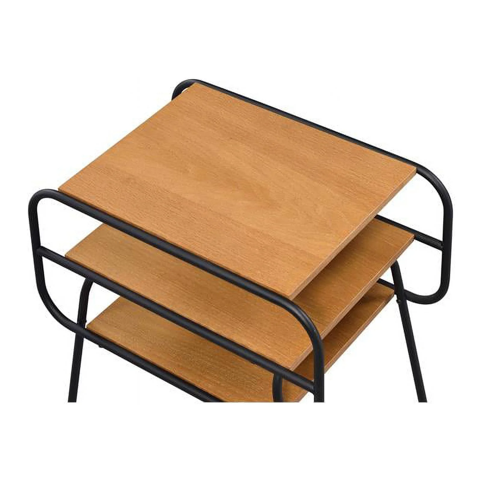 Home Square 2-Piece Furniture Side Table Set in Oak and Black