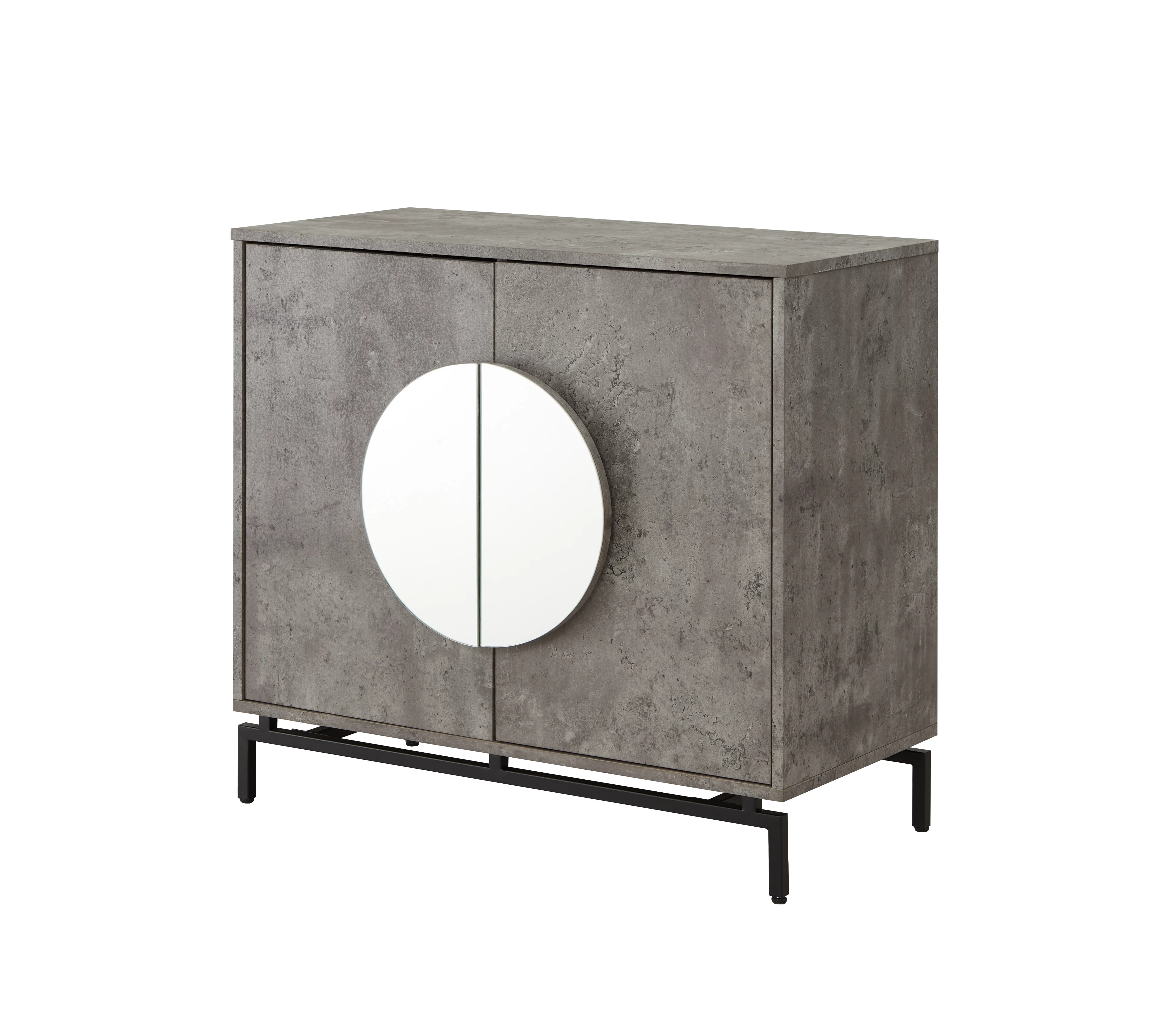 Home Source Cement Console Bar Cabinet with Half Moon Handles