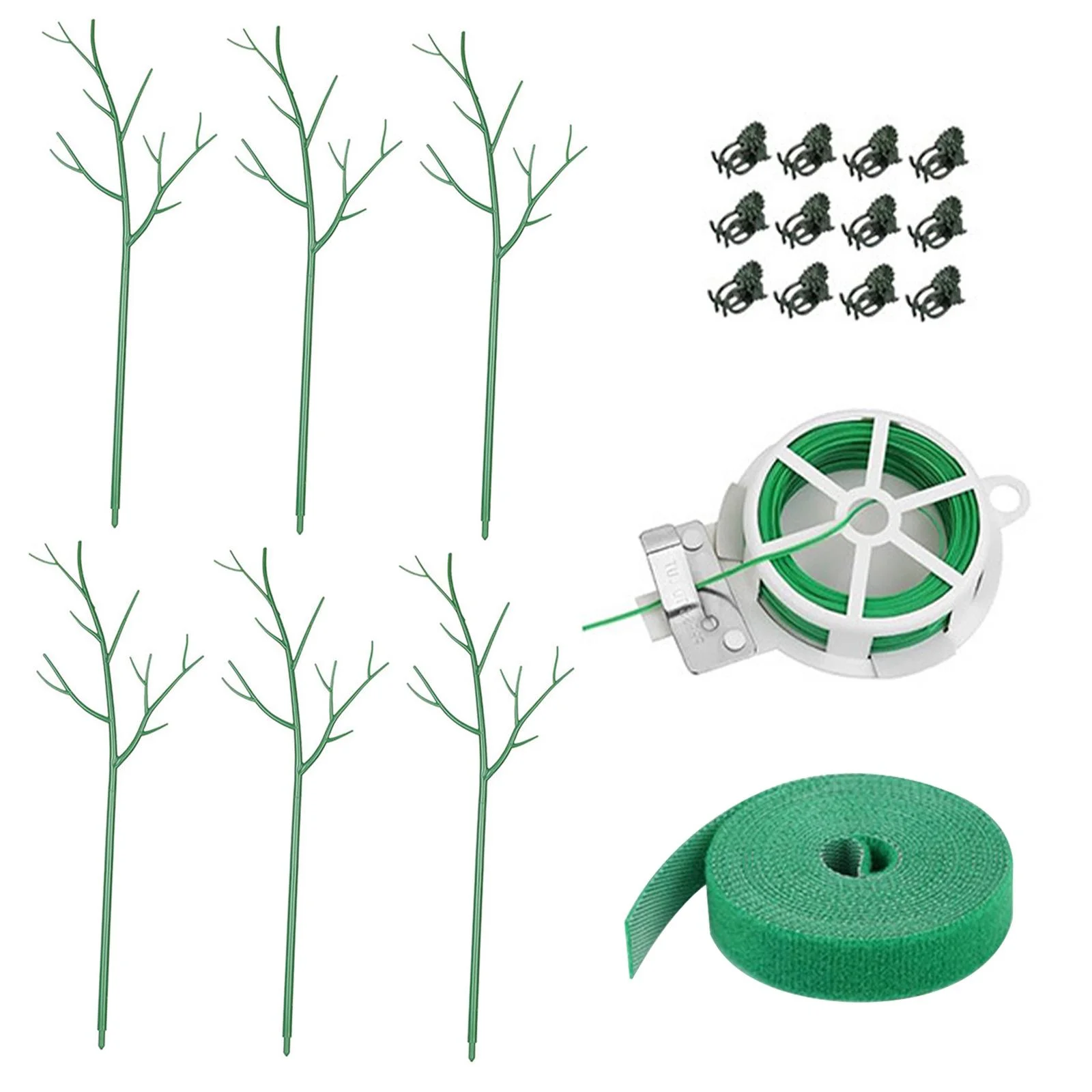 Colaxi 6Pcs Plant Rods Trellis Plant Stakes Kit Multifunctional for Potted Plant Flowers with Twisting Ties and Plant Strap Accessories 27.5inch 70cm