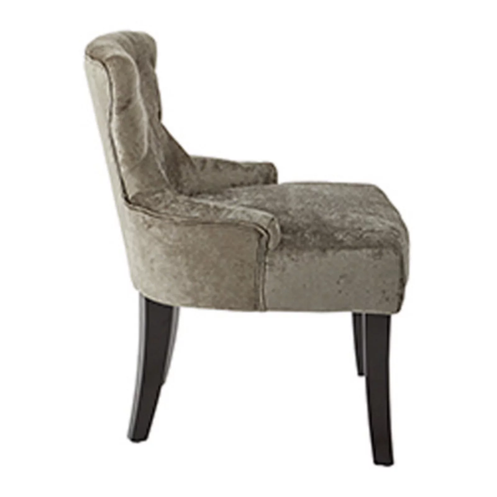 OSP Home Furnishings Curves Hour Glass Accent Chair in Butternut Velvet Fabric with Espresso Legs