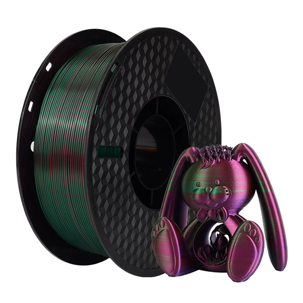 KINGROON 3D Printer PLA Filament 1KG 1.75mm Triple Color Silk PLA Filament 3D Printing Material Eco- friendly Spool Dimensional Accuracy +/-0.03mm Standard 1 Roll - Red&Green
