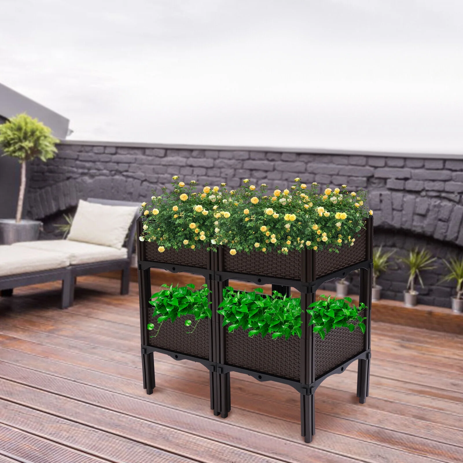 74X38X65cm Raised Garden Bed Elevated Flower Vegetable Herb Planting Growing Box