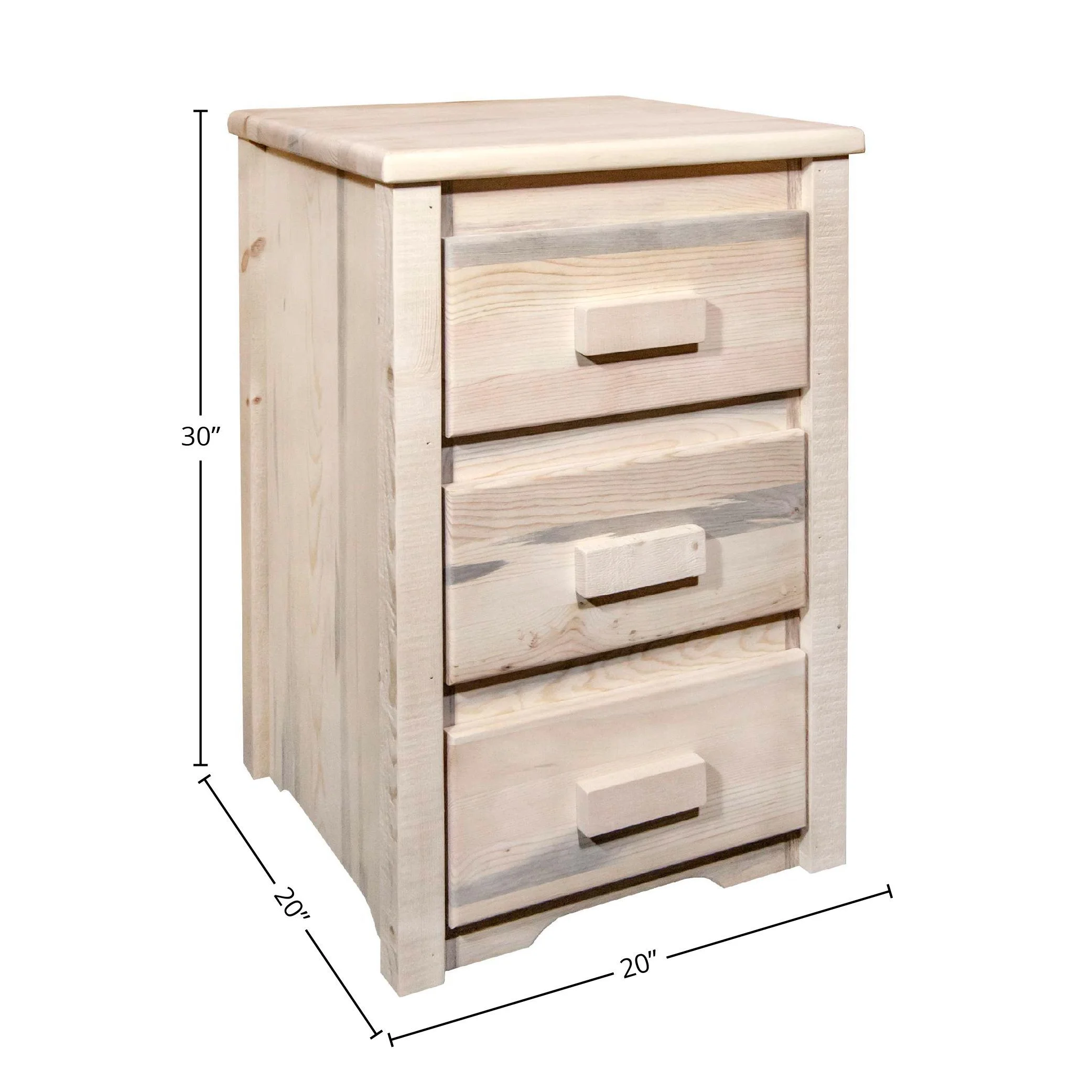 Homestead Collection Nightstand with 3 Drawers, Clear Lacquer Finish