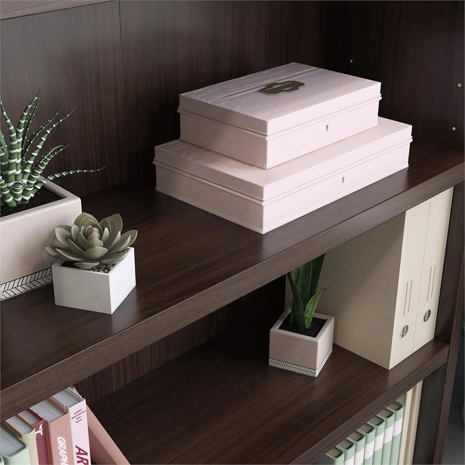 Sauder Affirm Engineered Wood 5-Shelf Bookcase in Noble Elm/Brown