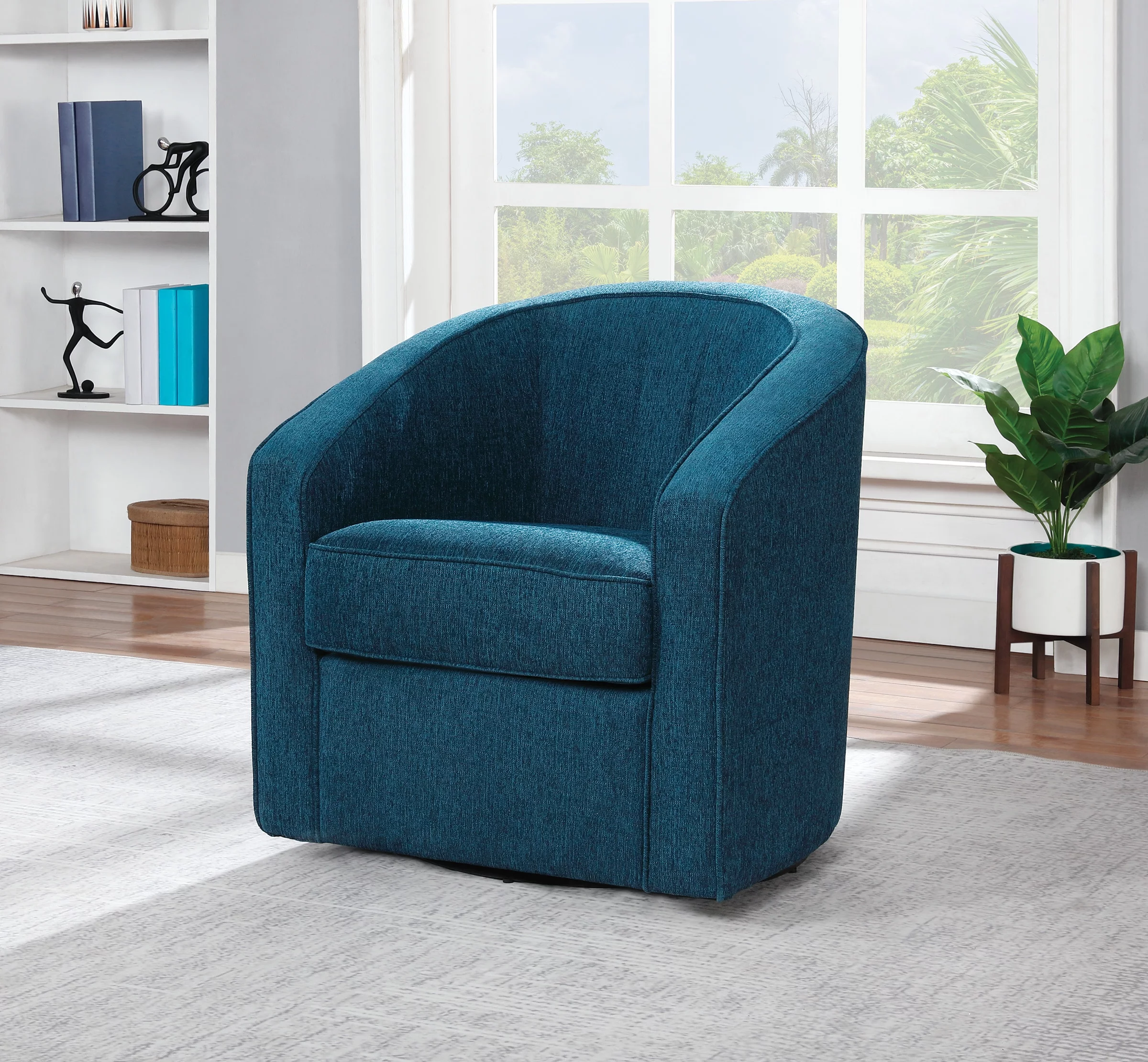 OSP Home Furnishings Danica Swivel Chair, Azure Fabric