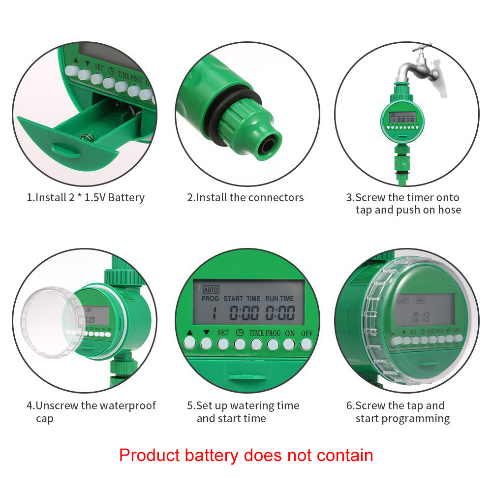 KKMOL Electronic Water Timer Garden Irrigation Controller Smart Watering System LCD Waterproof Auto On Off Water Faucet Green