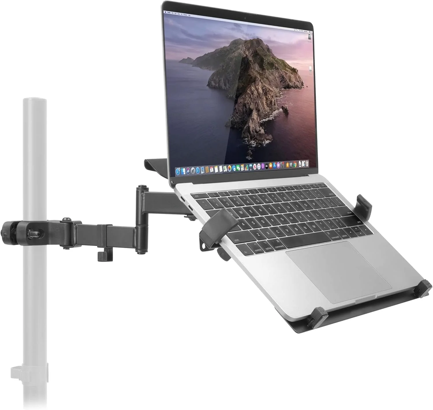 Laptop Pole Mount Tray | Full Motion Laptop Mount Fits Up to 15.6 Laptops | Universal Laptop Stand for Add On to Monitor Mounts