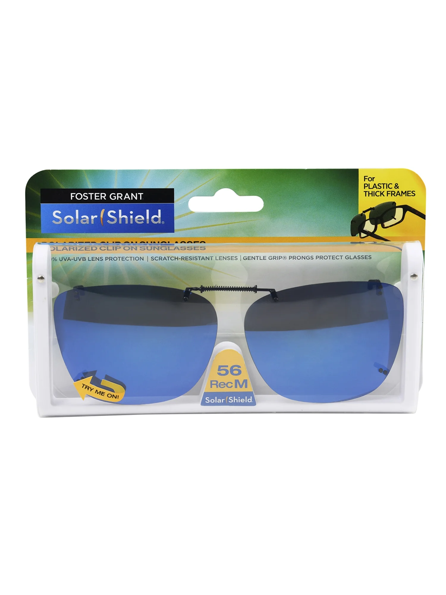 Solar Shield Dioptics ClipOns Unisex Rectangle Fashion Sunglasses, Blue, 56 Rec M