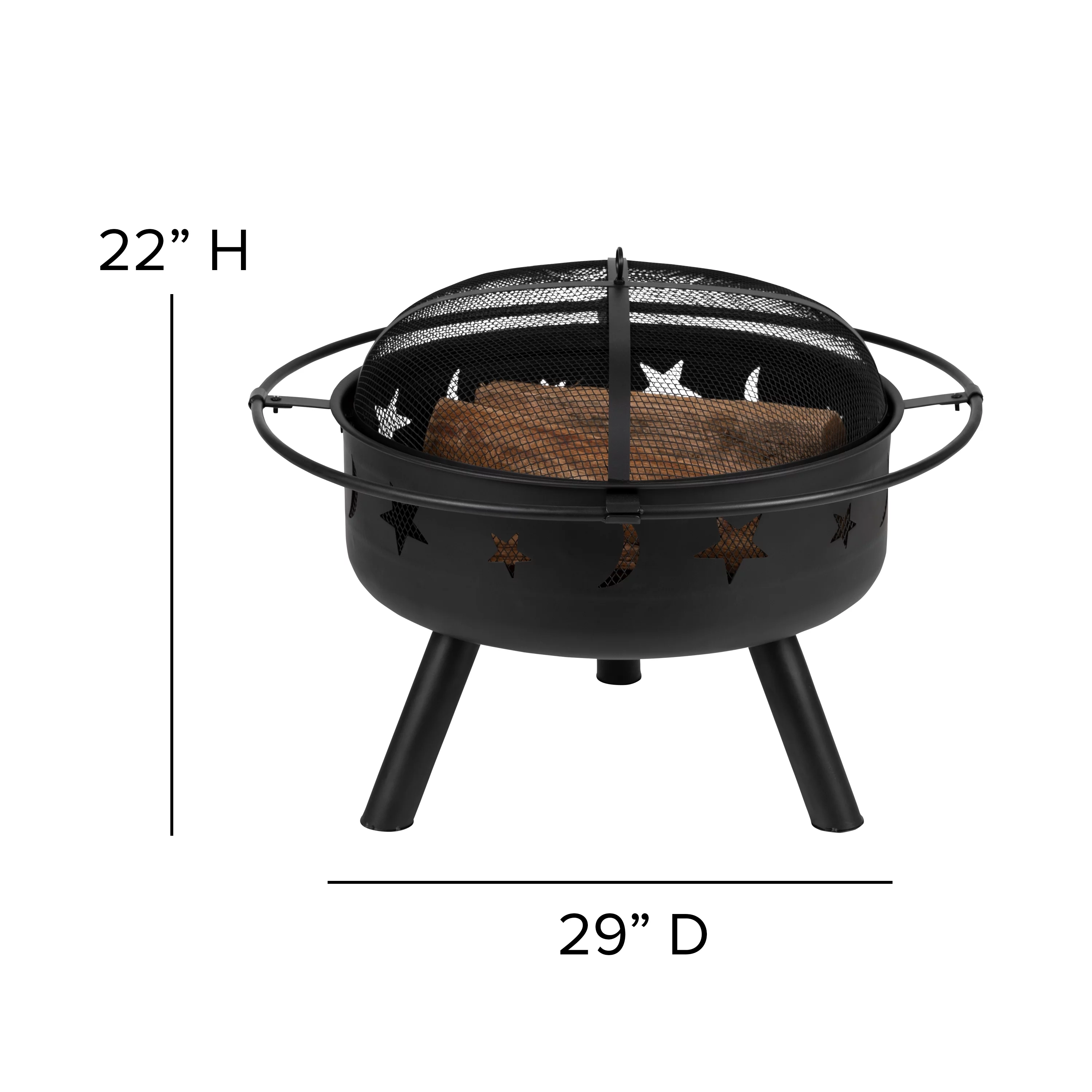 Flash Furniture Charlestown 5 Pcs Iron Wood Burning Fire Pit Set With Adirondack Chairs, White