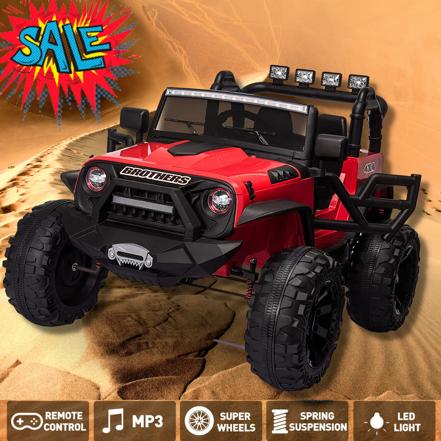 Large 24V Ride On Truck Electric Car for Kids - 2 Seater with Parental Remote Control - Perfect Gift