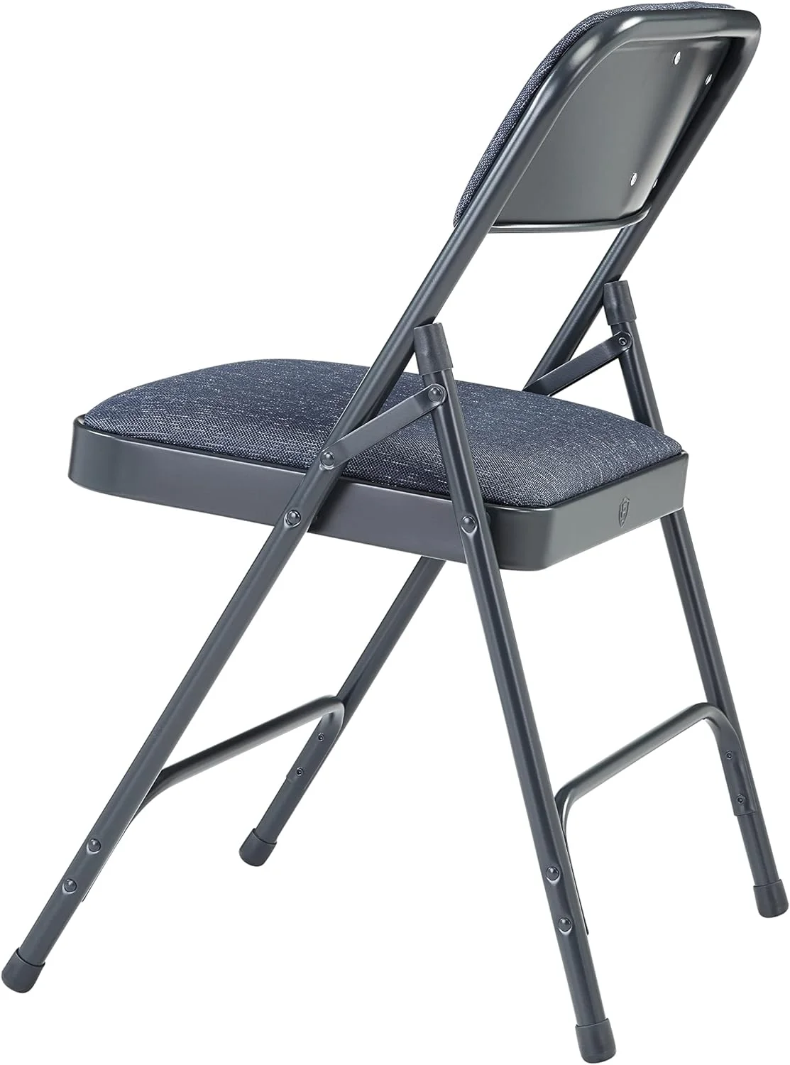 4 Pack Premium Upholstered Fabric Metal Foldig Chair With Double Brace, 480 Lbs Capacity, Blue/Char-Blue