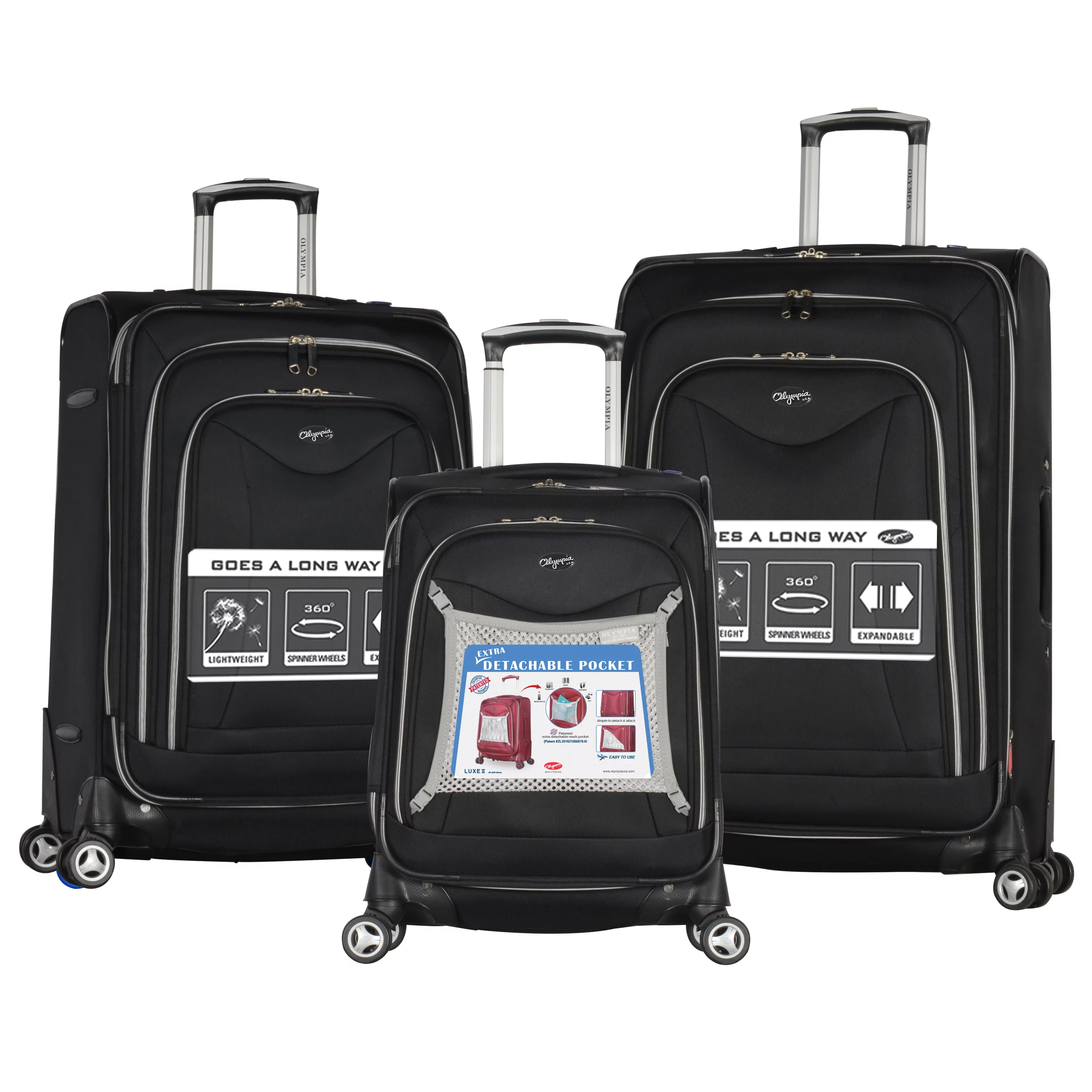 Olympia USA Luxe II 3-Piece Expandable EVA Spinner Set