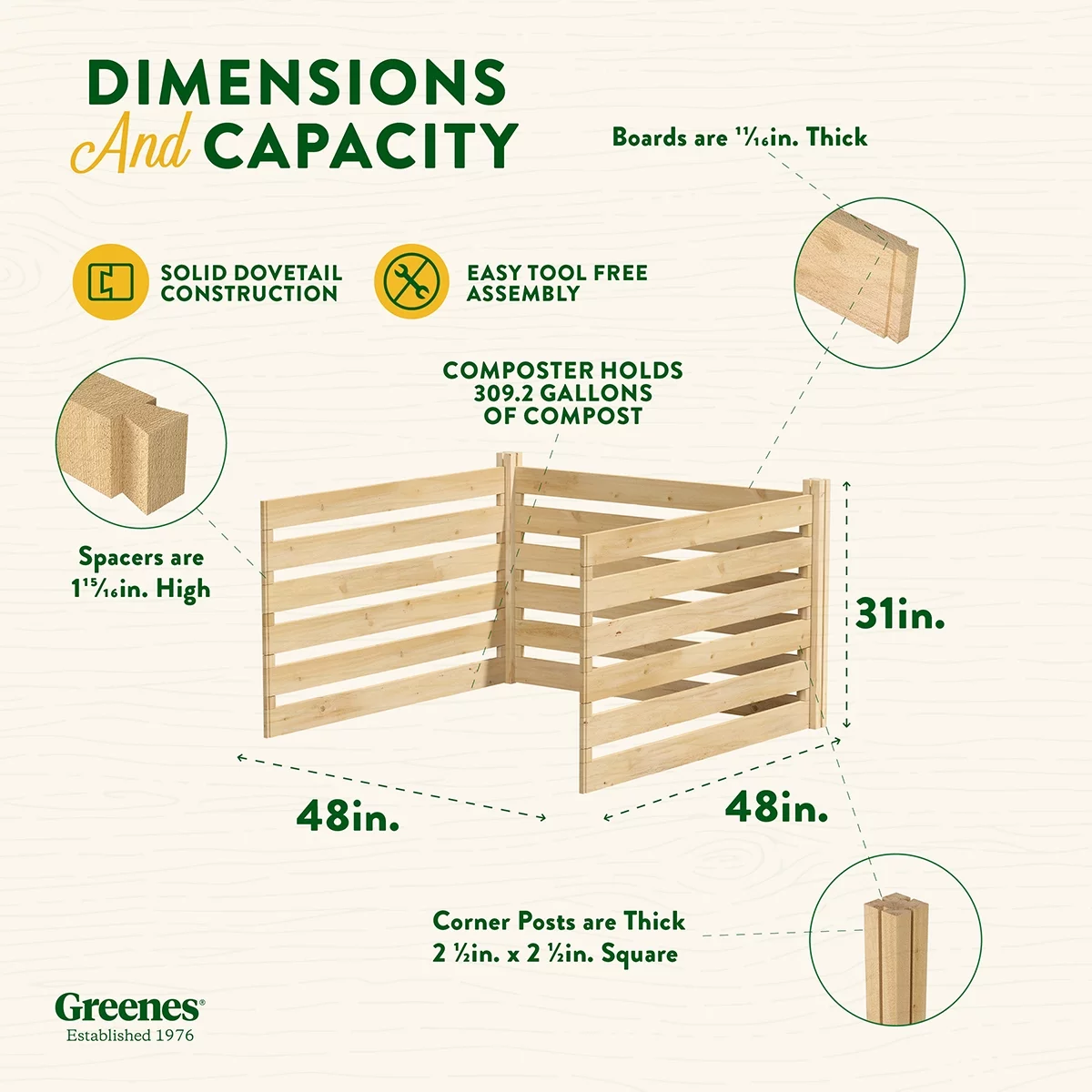 Greenes Fence Cedar Wood Composter Add-On Kit 48
