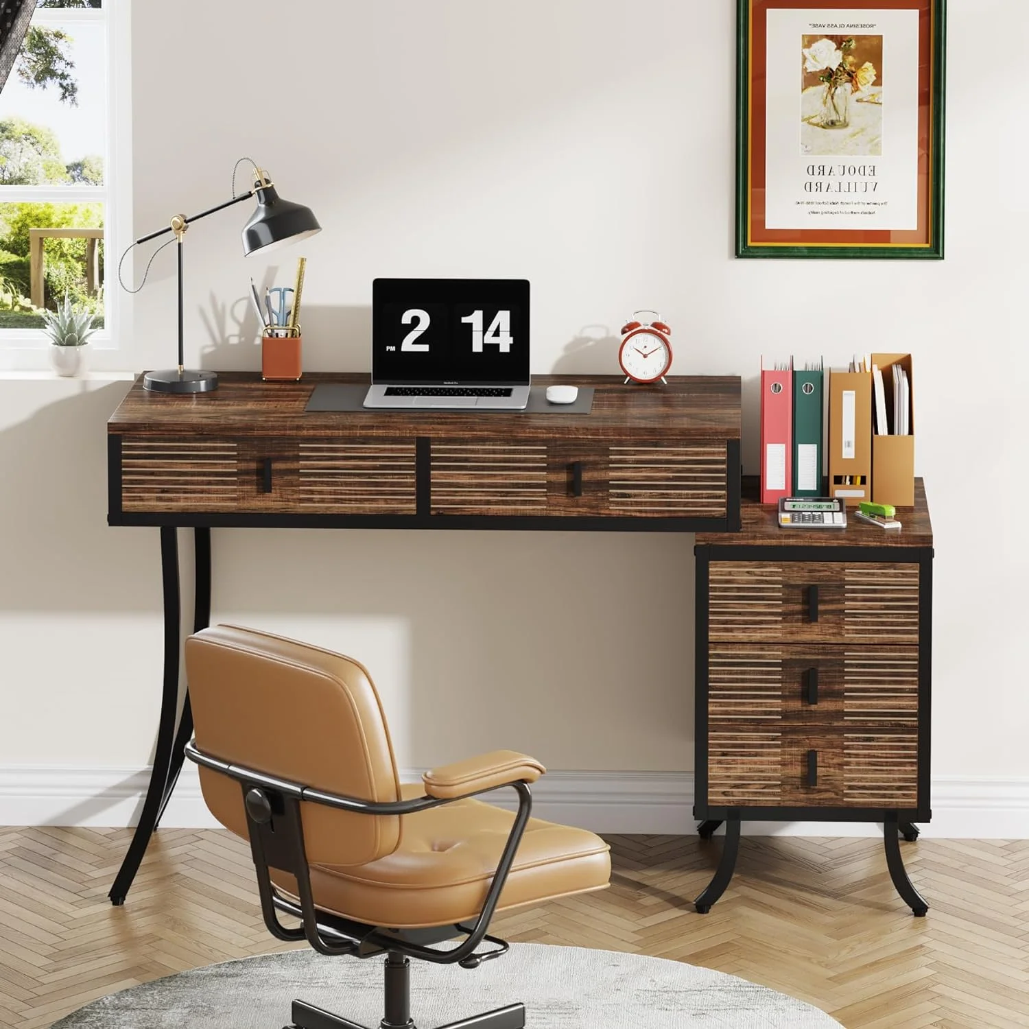 Tribesigns Computer Desk with 5 Drawers, 55