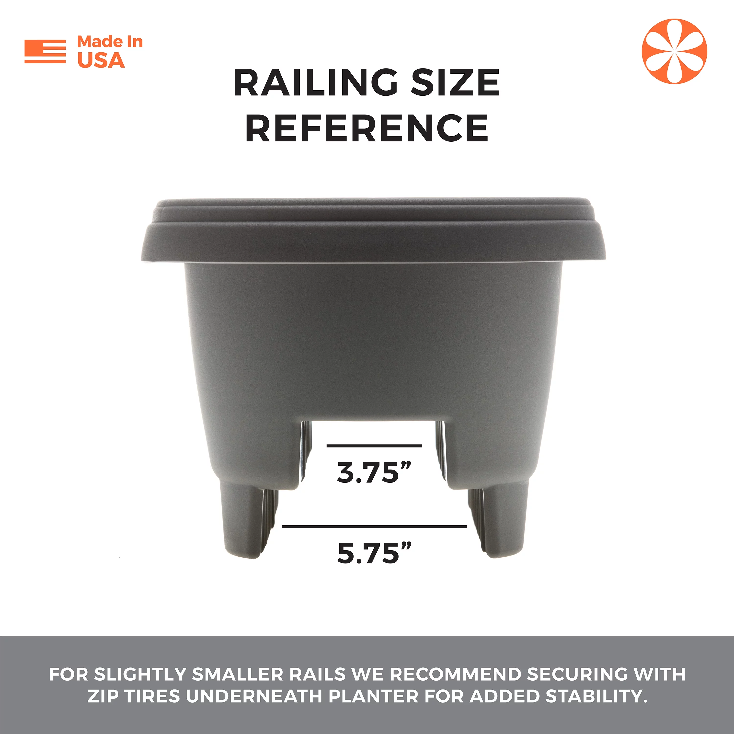 Bloem 12-in Resin Round Deck Rail Round Planter - Charcoal Gray