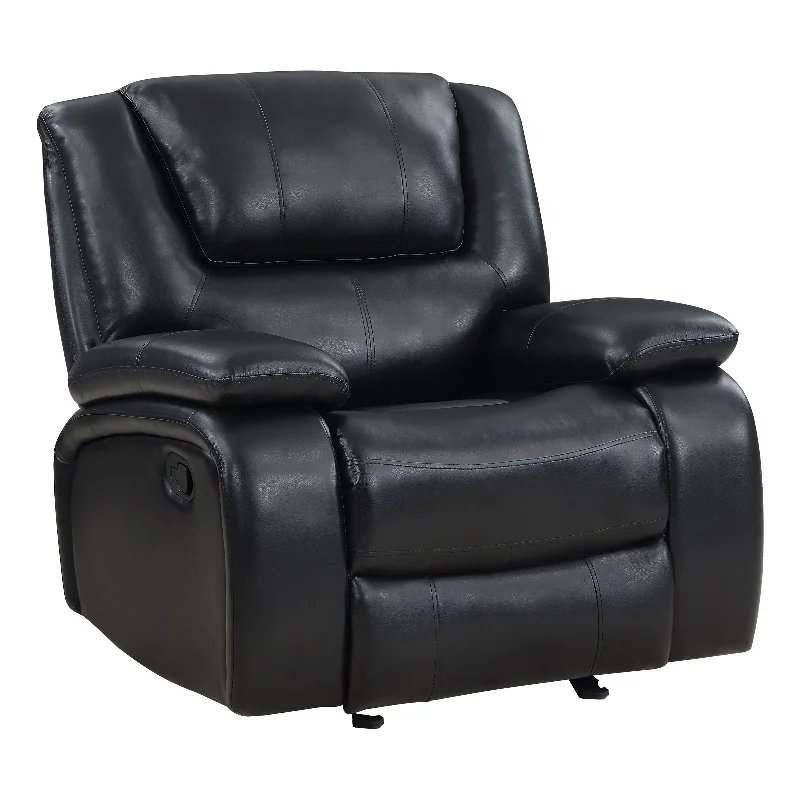 Pemberly Row Faux Leather Upholstered Glider Recliner Chair Black