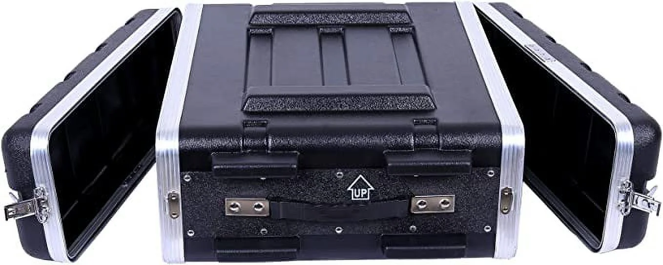 Crossrock Stackable 3U Rack Case, Standard 19.25” Depth, Polyethylene Hard-Shell Construction with Heavy Duty Hardware-Black